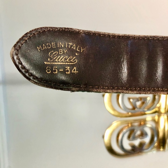 Vintage Gucci GG Logo Buckle Leather Belt